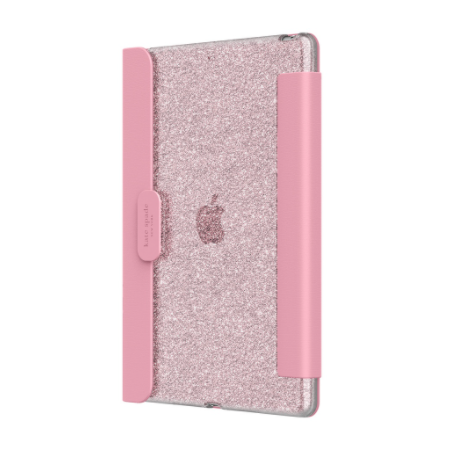 Kate Spade iPad 7/8/9 10.2" Protective Folio, Rose Gold Glitter/Rococo Pink Lambskin/Rococo Pink Ton