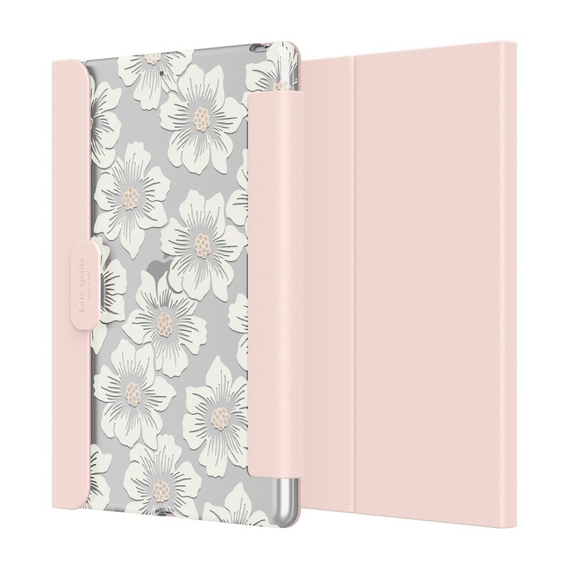 Kate Spade iPad 7/8/9 10.2" Protective Folio, Hollyhock/Blush/Cream/Clear/Blush Lambskin/Blush Tonal