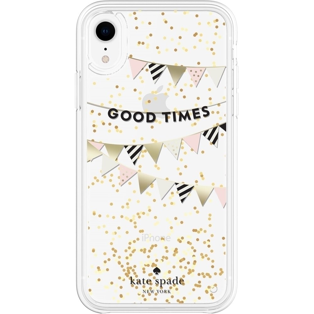 Kate Spade New York iPhone XR Liquid Glitter Case, Good Times Gold Foil/Cream/Black/Gold Glitter/Cle