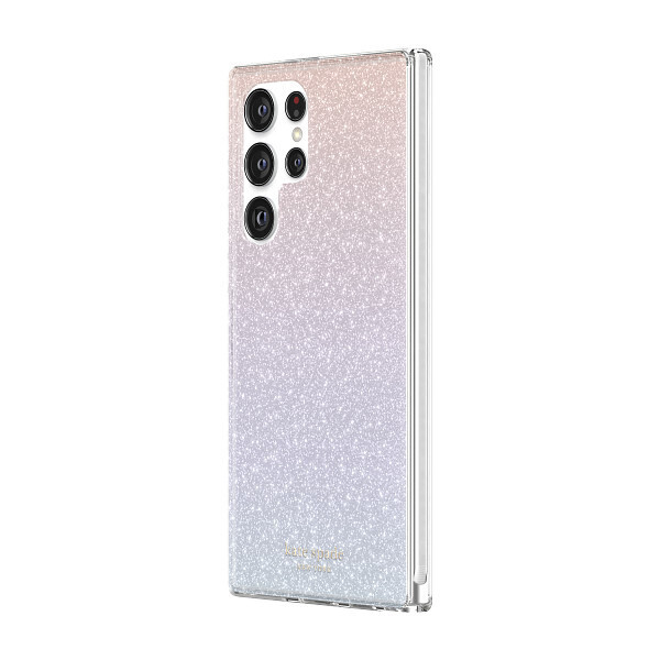Kate Spade Samsung Galaxy S22 Ultra 5G 6.8" Defensive Hardshell, Ombre Glitter/Pink/Purple/Blue/Tran