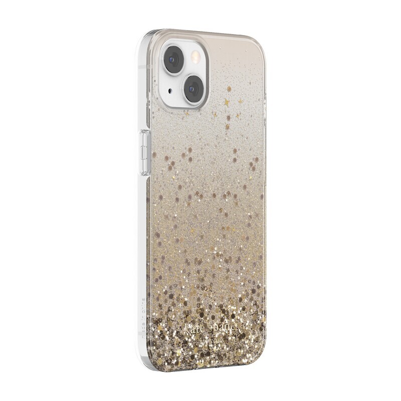 Kate Spade iPhone 13 6.1" Protective Hardshell, Chunky Glitter Champagne/Gold Glitter/Gems/Champagne