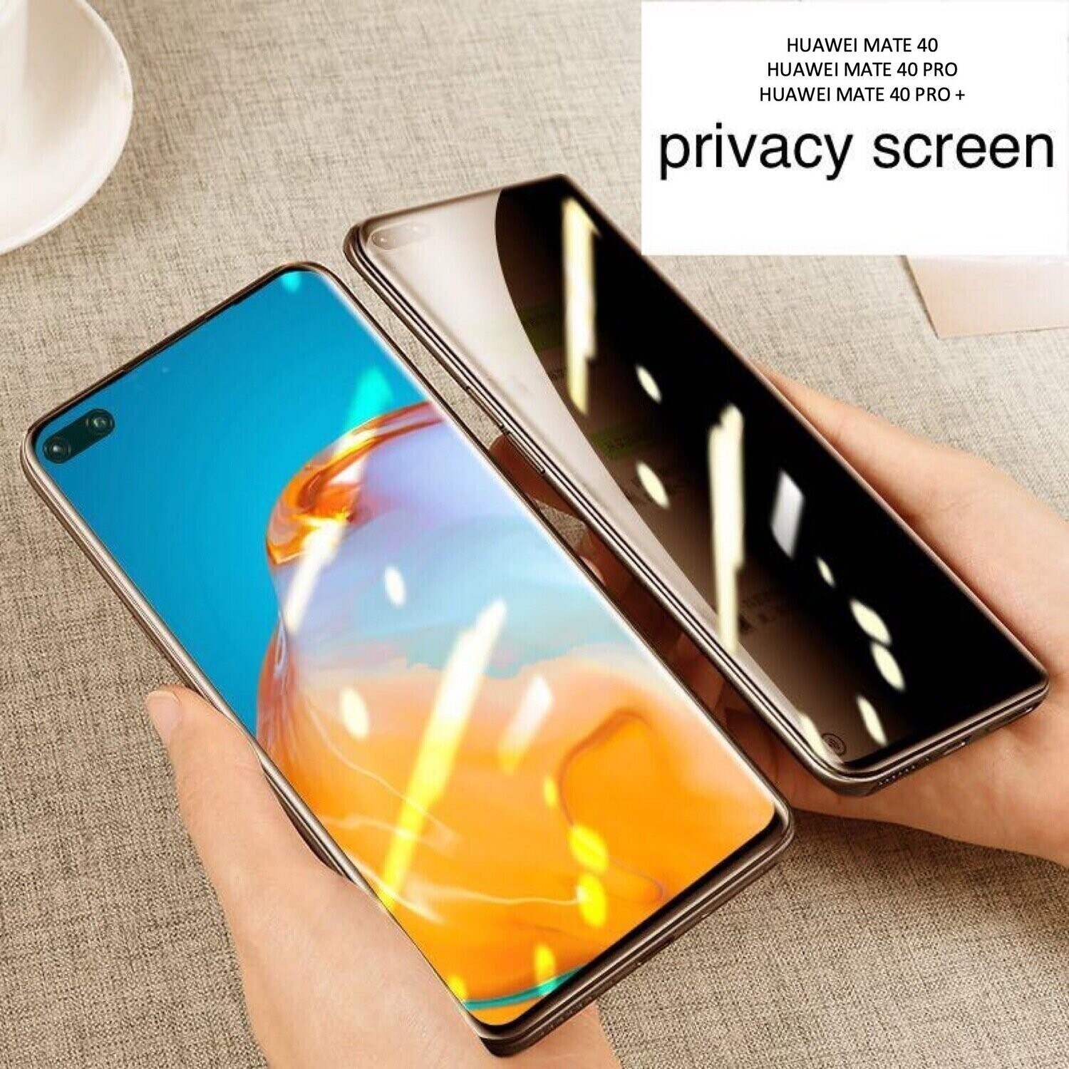 Komass Huawei Mate 40 Pro Tempered Glass, 3D UV Privacy