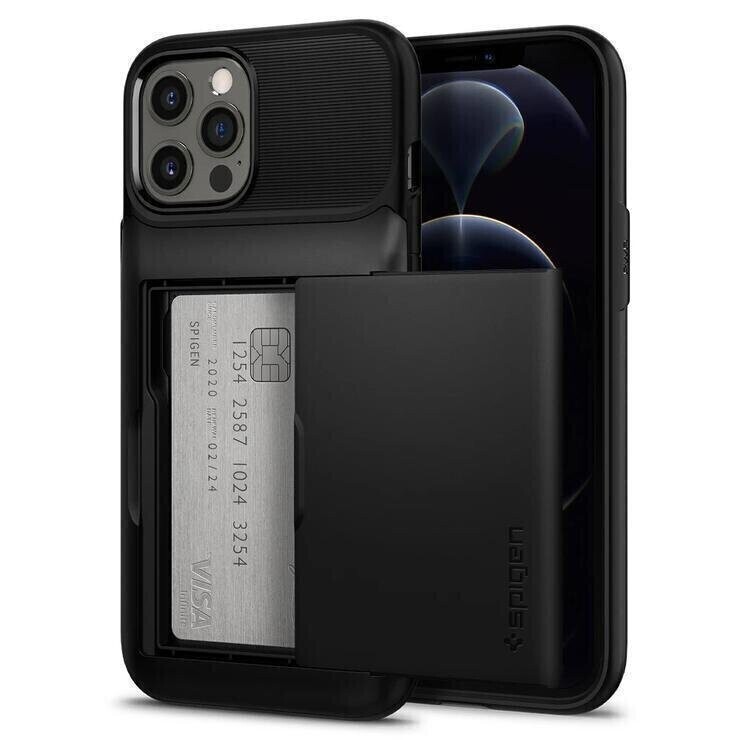 Spigen iPhone 12 Pro Max 6.7" Slim Armor Wallet Case, Black (ACS01483)