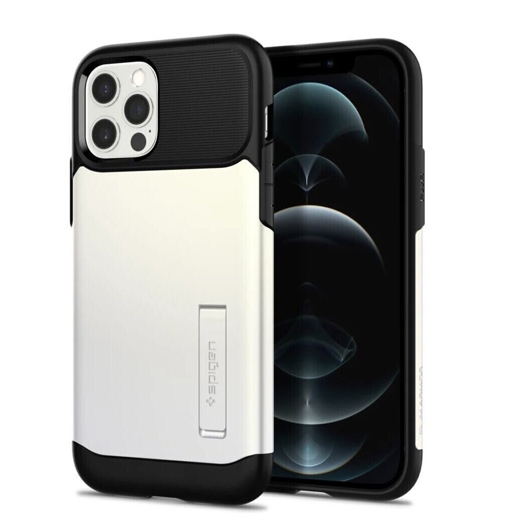 Spigen iPhone 12 / iPhone 12 Pro 6.1" Slim Armor Case, Pearl White (ACS01526)