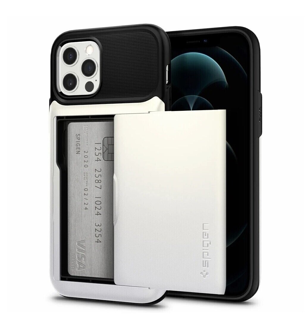 Spigen iPhone 12 / iPhone 12 Pro 6.1" Slim Armor Wallet Case, Pearl White