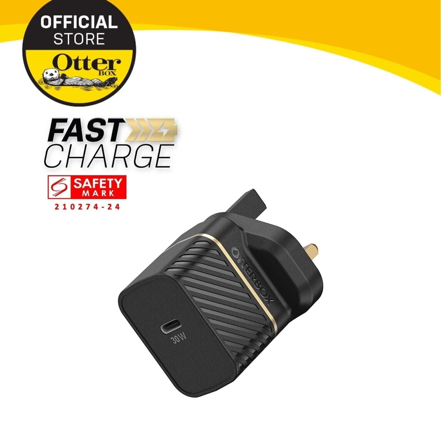 OtterBox USB-C 30W PD GaN Wall Charger, Black/Space Sand