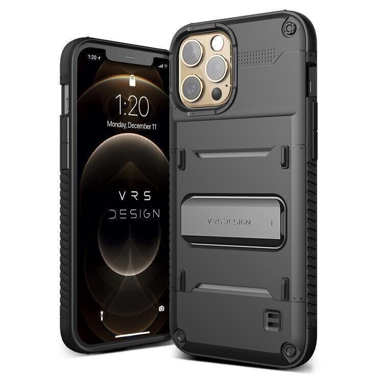VRS Design iPhone 12 Pro Max 6.7" Quickstand, Black/Metal Black