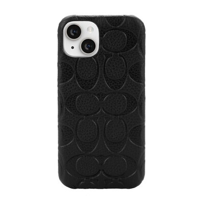 Coach iPhone 14 Slim Wrap Case, Black Emboss Signature C Pebbled Leather