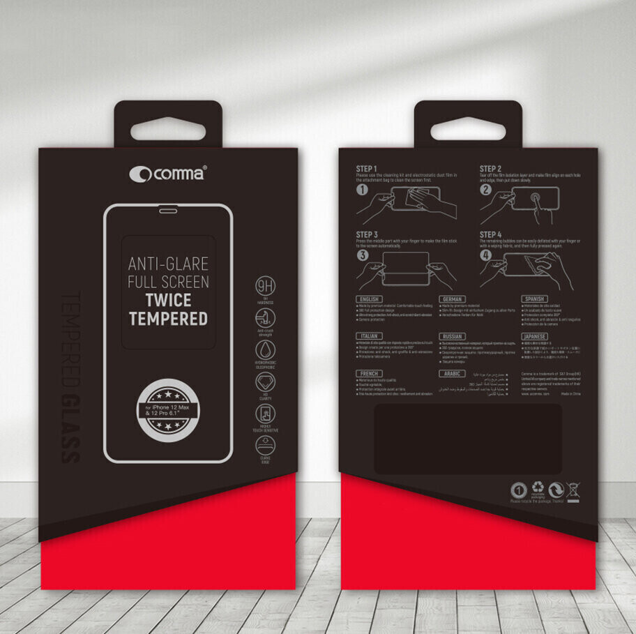 Comma iPhone 12 mini 5.4" Tempered Glass, Black