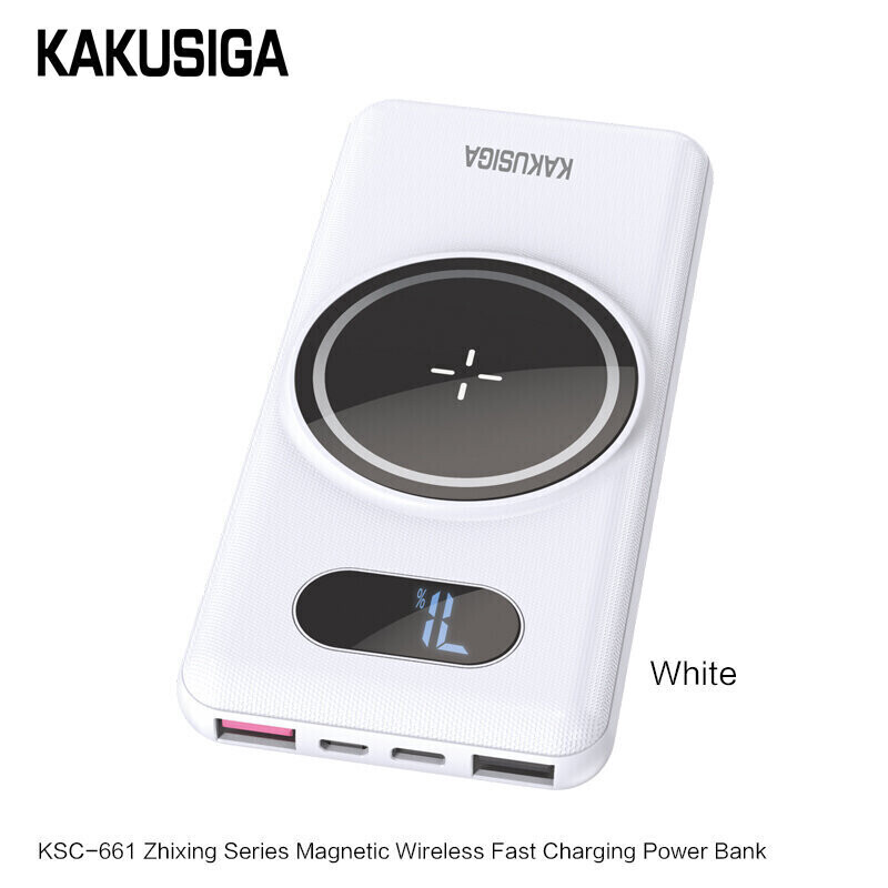 Kaku KSC-661 Zhixing Magnetic Absorption Wireless Fast Charging Power Bank 10000mAh, White