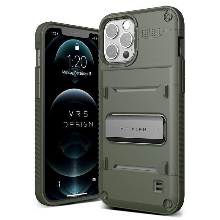 VRS Design iPhone 12 / iPhone 12 Pro 6.1" Quickstand, Green/Metal Black