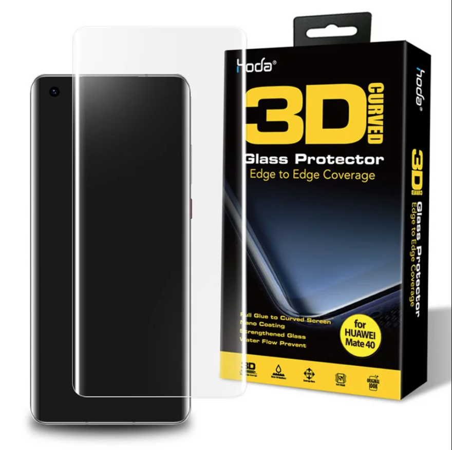 Hoda Huawei Mate 40 Tempered Glass, 3D UV Full Glue Full Coverage Case Friendly