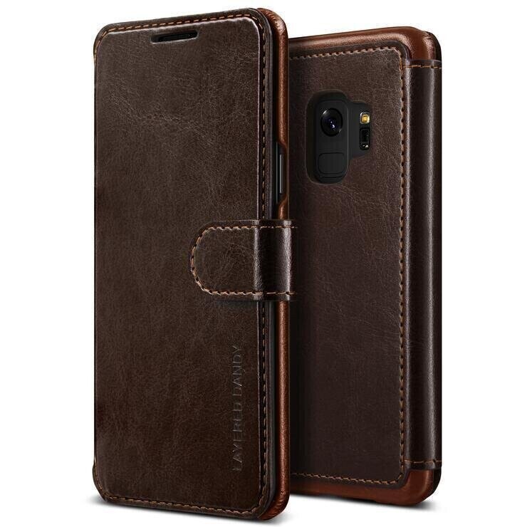 VRS Design Samsung Galaxy S9 Dandy Layered PU Leather Case, Dark Brown