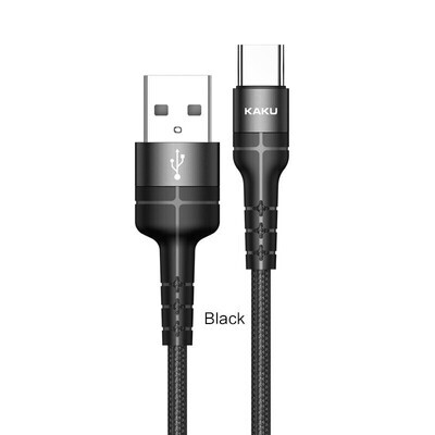 Kaku KSC-297 JINLIANG Charging Data Durable Cable (USB To Type-C) (1M), Black