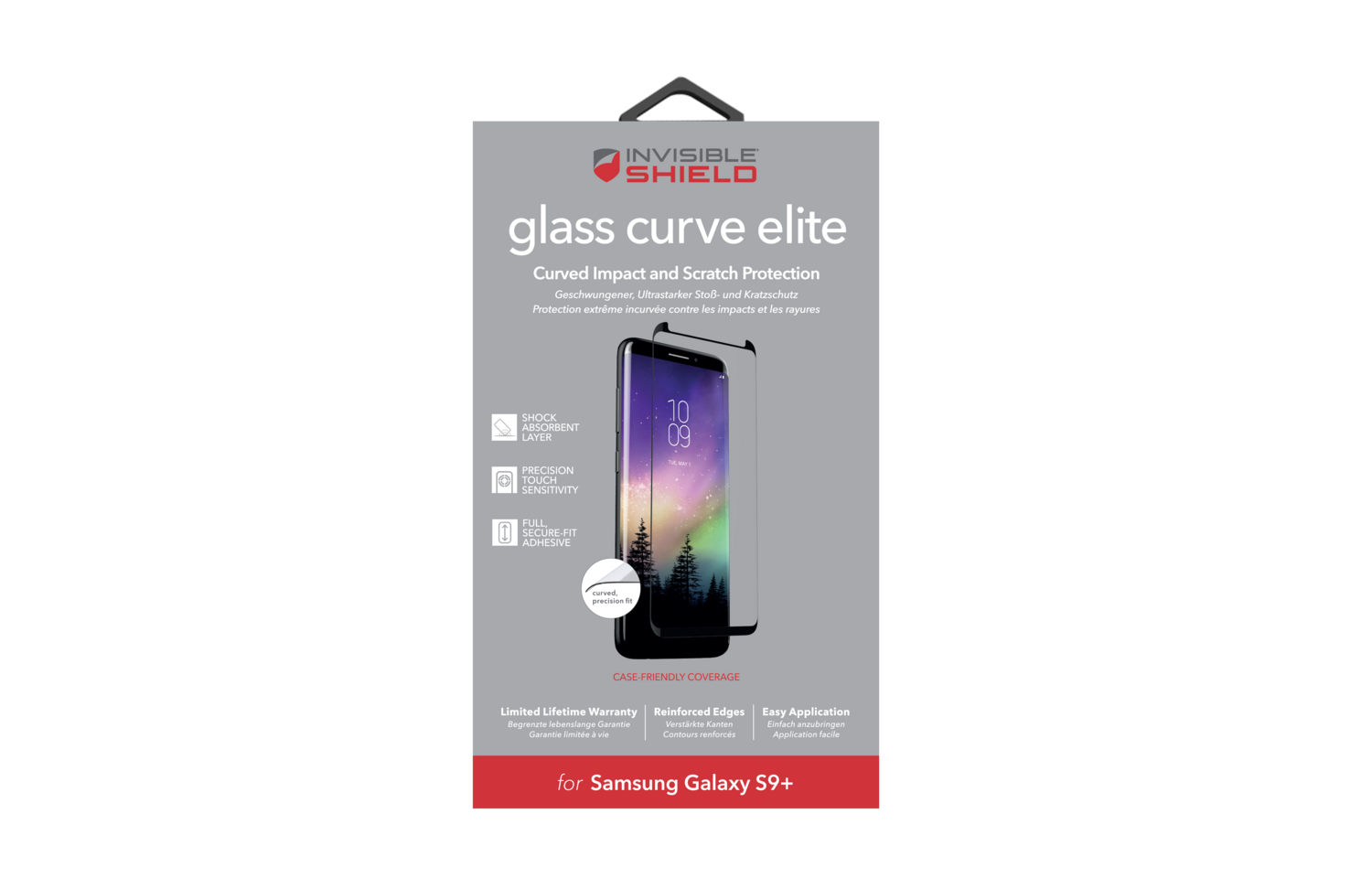 ZAGG InvisibleShield Glass Curve Elite Samsung Galaxy S9+, Case Friendly Screen (Screen Protector)