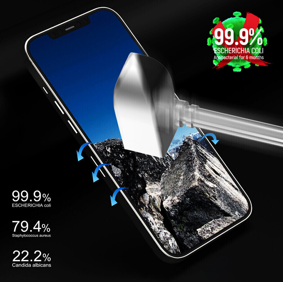 Comma iPhone 12 Pro Max 6.7" Tempered Glass, Anti-bacterial Black