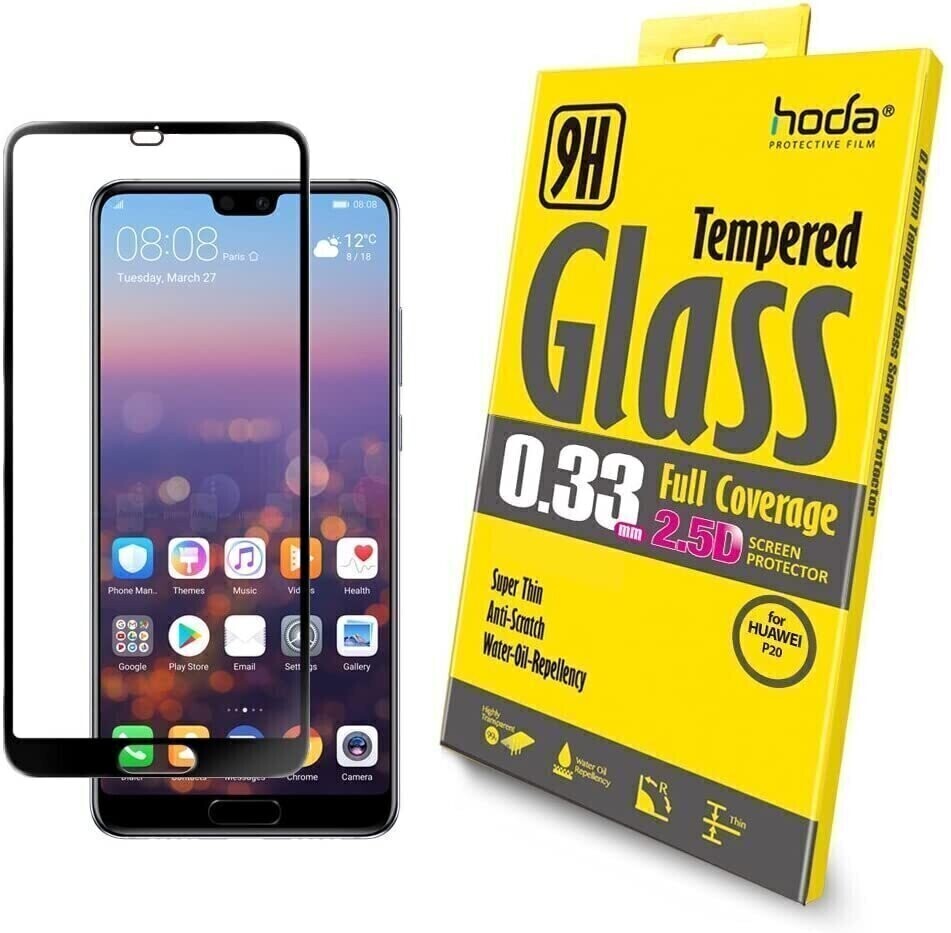Hoda Huawei P20 0.33mm Full Coverage Tempered Glass, Clear