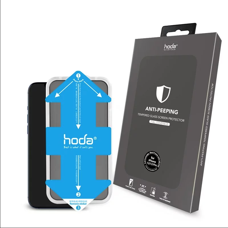 Hoda iPhone 12 / iPhone 12 Pro 6.1&quot; Tempered Glass with Helper, Full Coverage Anti-Peeper