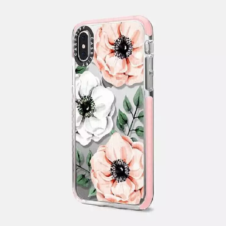 Casetify iPhone Xs Glitter Case, Monochrome Silver Black Floral Amour