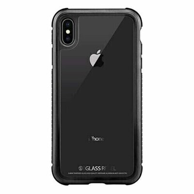 SwitchEasy iPhone X Glass Strong Metal Frame Case with Glass Backing, Black