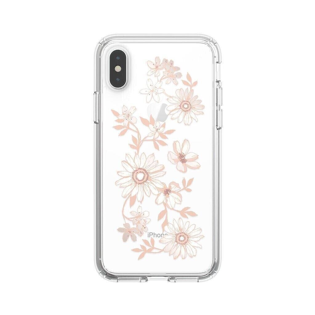 Speck iPhone Xs Max 6.5" Presidio Clear Print, Fairy Tale Floral Fuchsia/Clear