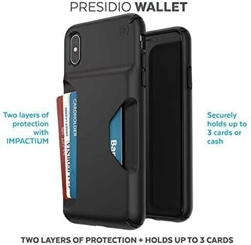 Speck iPhone Xs Max 6.5" Presidio Wallet, Black/Black