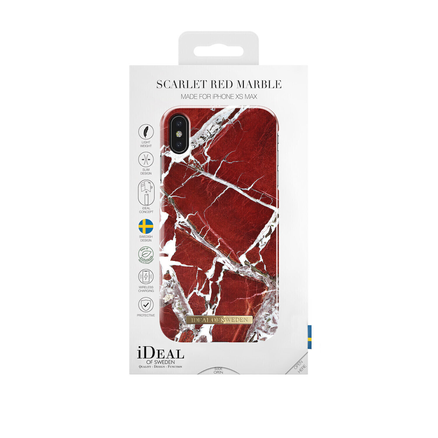 iDeal Of Sweden iPhone Xs Max Fashion Case S/S 2018, Scarlet Red Marble