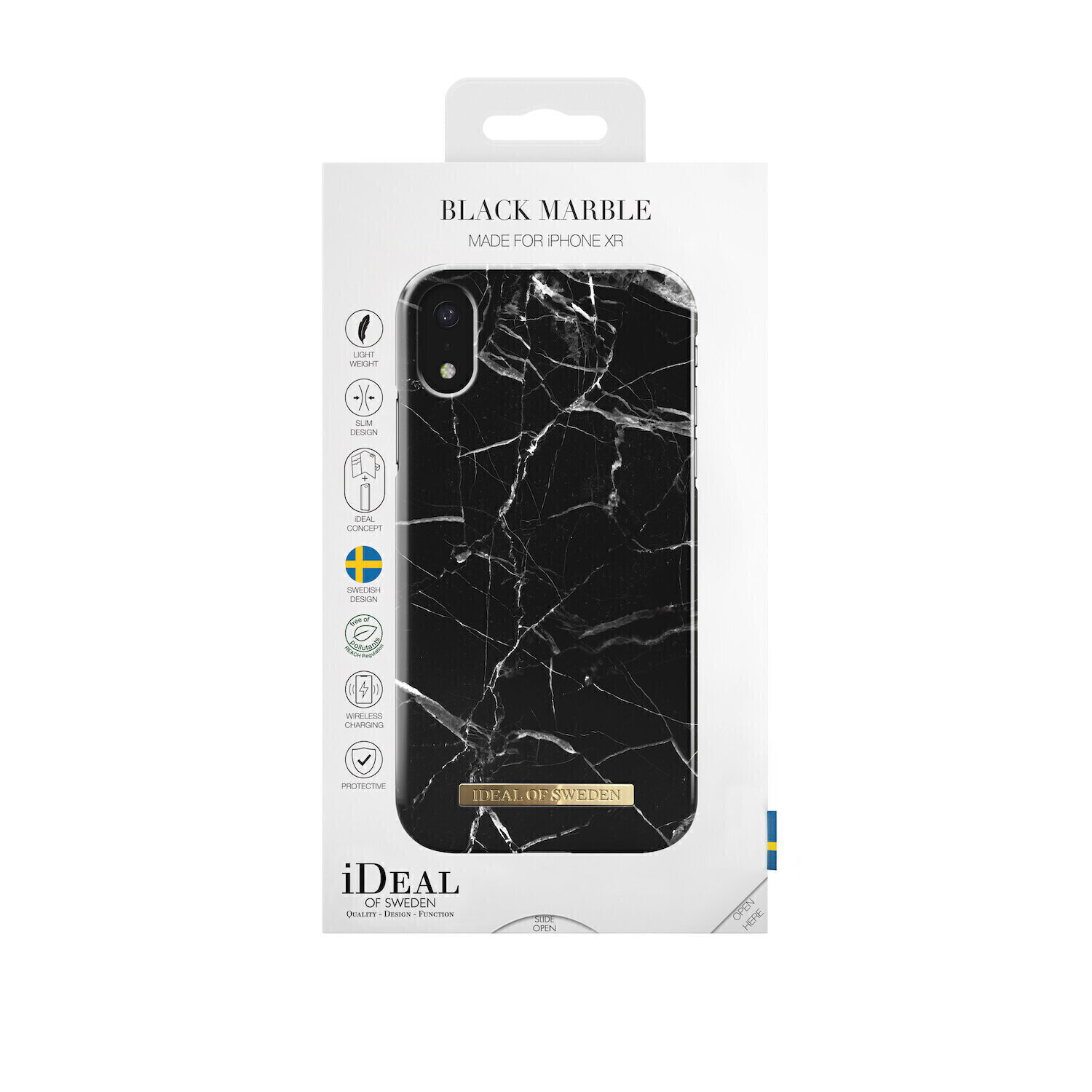 iDeal Of Sweden iPhone XR Fashion Case, Black Marble
