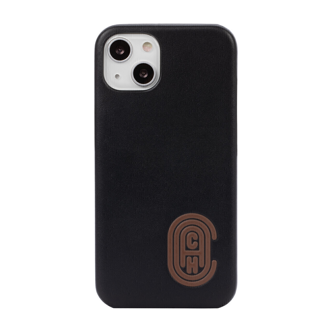 Coach iPhone 13 Leather Slim Wrap, Retro C Sports Logo Black/Saddle