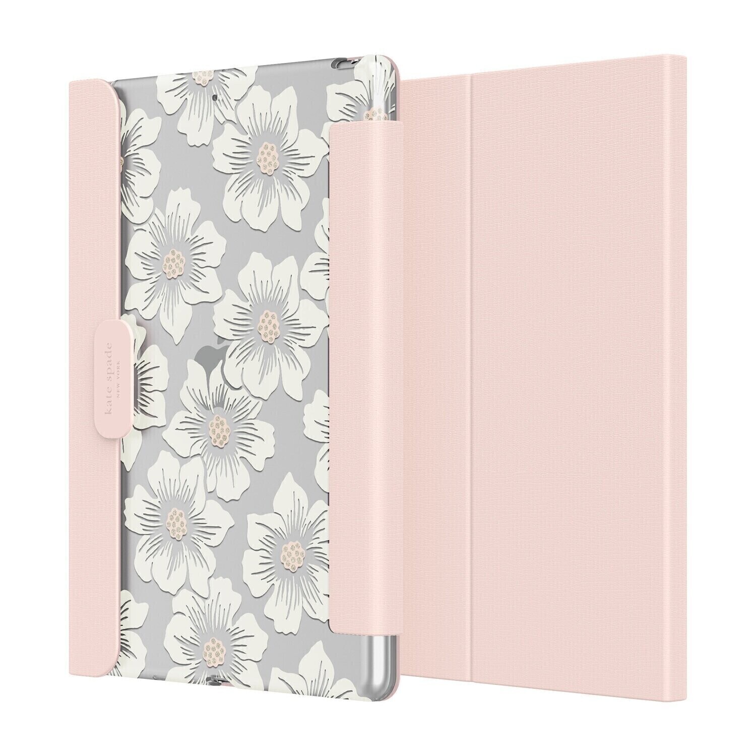 Kate Spade iPad 7/8/9 10.2" Protective Folio, Hollyhock/Blush/Cream/Clear/Blush Lambskin/Blush Tonal