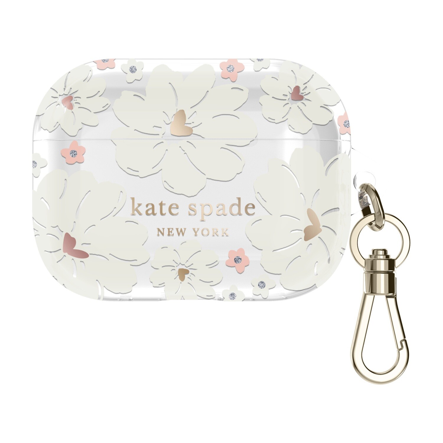 Kate Spade AirPods 2 Protective Case, Classic Peony/Cream/Rose Gold Foil/Gold Foil/Gems