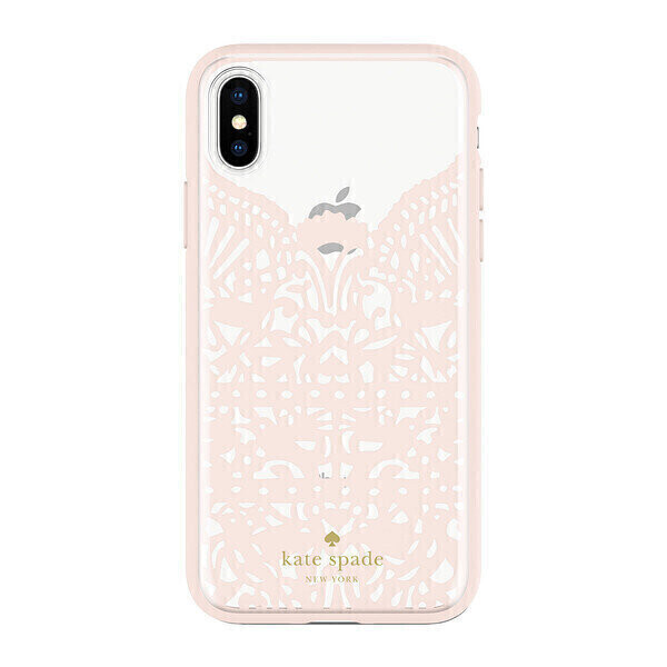 Kate Spade iPhone X New York Lace Cage Case, Lace Hummingbird Blush/Clear