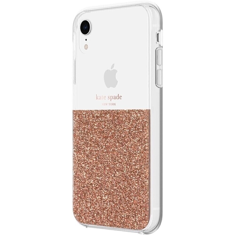 Kate Spade New York iPhone XR Half Clear Crystal Case, Rose Gold