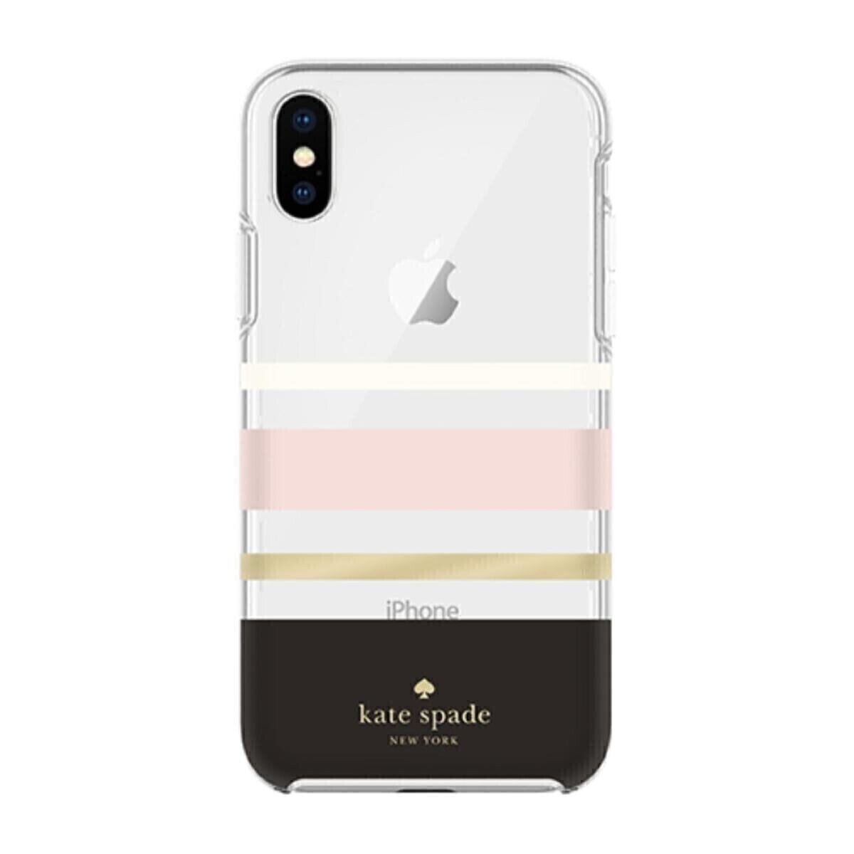 Kate Spade New York iPhone XR Protective Hardshell Case, Charlotte Stripe Gold Glitter/Clear (1 PC C