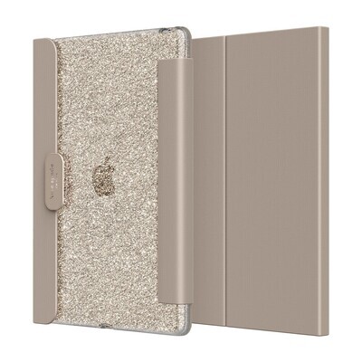 Kate Spade iPad 7/8/9 10.2" Protective Folio, Gold Glitter/Warm Beige Lambskin/Warm Beige Tonal Clos