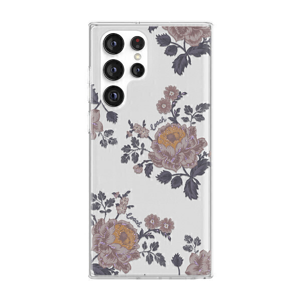 Coach Samsung Galaxy S22 Ultra 5G Protective, Moody Floral/Purple/Multi/Clear/Glitter Accents