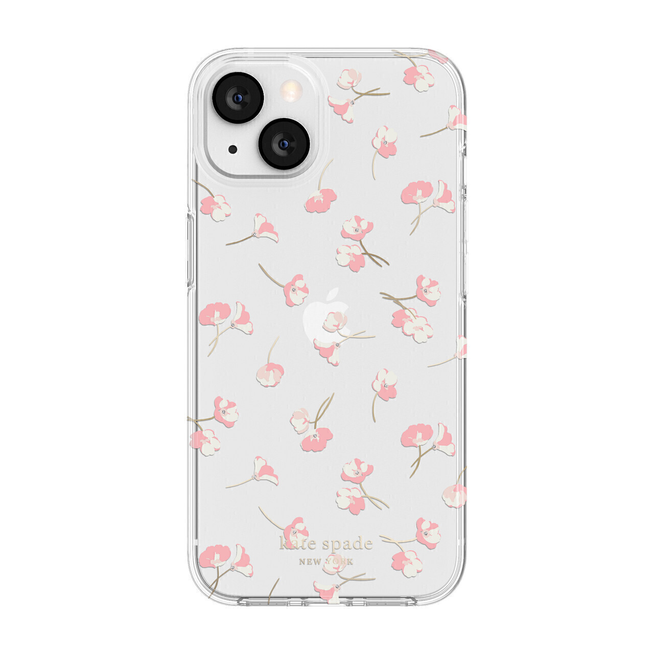 Kate Spade iPhone 13 Protective Hardshell, Falling Poppies Blush/Cream/Gold Foil/Clear/Crystal