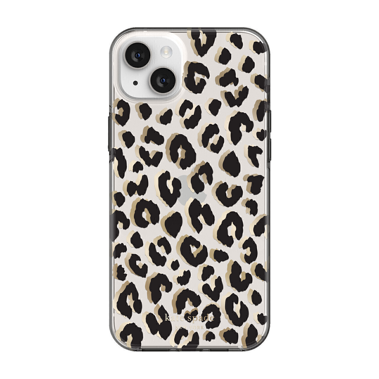 Kate Spade iPhone 14 Plus Protective Hardshell, City Leopard Black/Gold Foil/Clear