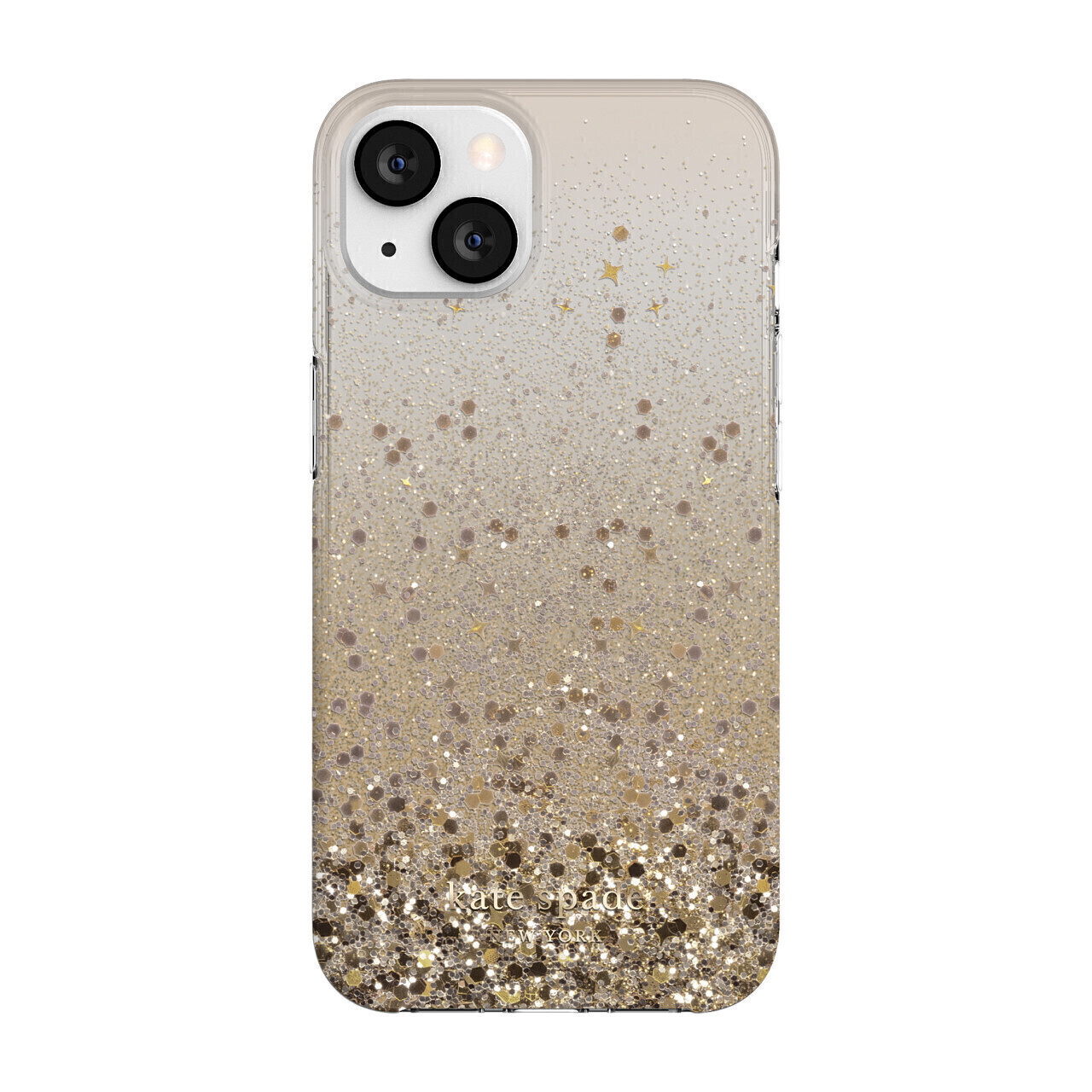 Kate Spade iPhone 13 Protective Hardshell, Chunky Glitter Champagne/Gold Glitter/Gems/Champagne