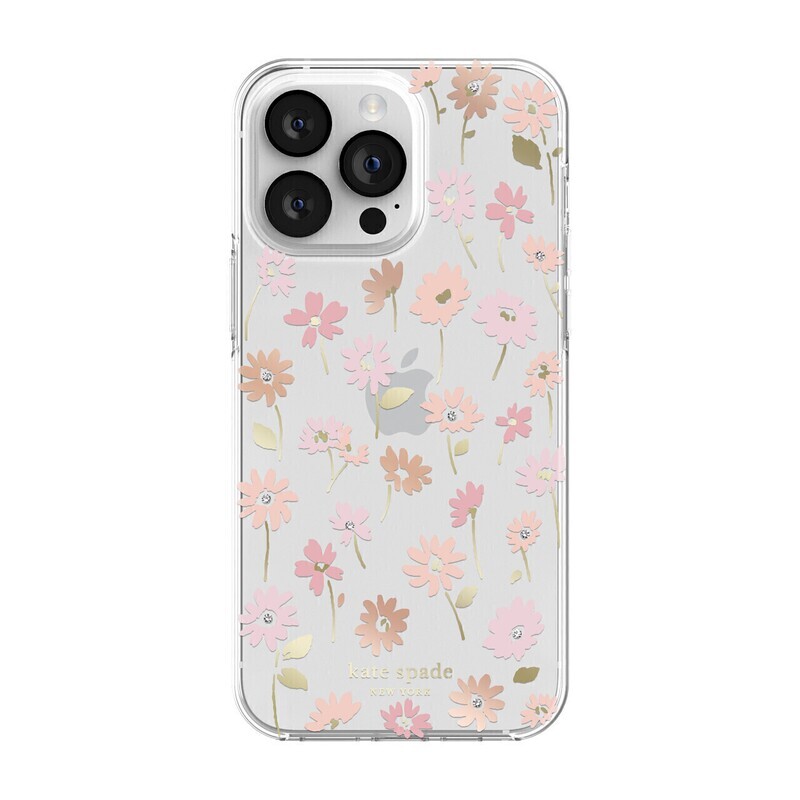 Kate Spade iPhone 14 Pro Max Protective Hardshell, Flower Pot/Blush/Gold Foil