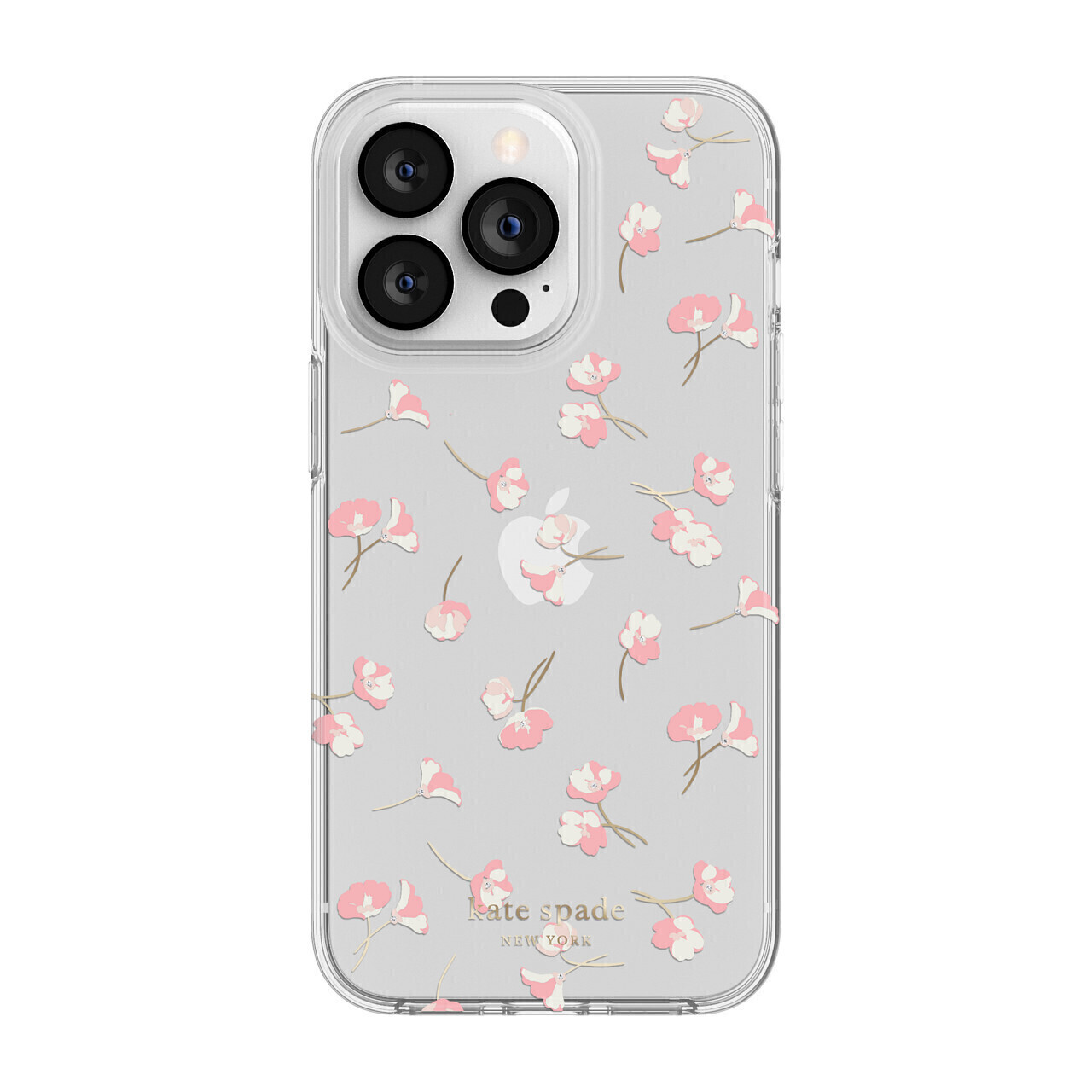 Kate Spade iPhone 13 Pro Protective Hardshell, Falling Poppies Blush/Cream/Gold Foil/Clear/Crys