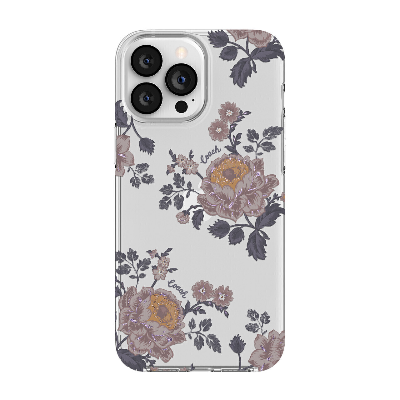 Coach iPhone 13 Pro Max Protective, Moody Floral/Purple/Glitter/Clear