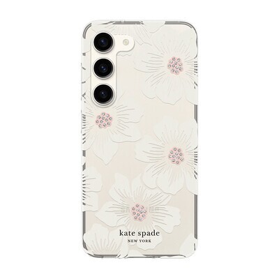 Kate Spade KSIPH223SFIRC New York Protective Hardshell Case for iPhone 14  Pro - Scattered Flowers/Iridescent/Clear/White/Gems