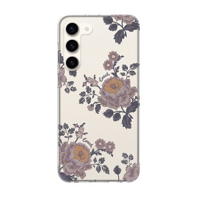 Coach Samsung Galaxy S23 Plus Protective Case, Moody Floral/Purple/Multi/Clear/Glitter Accents