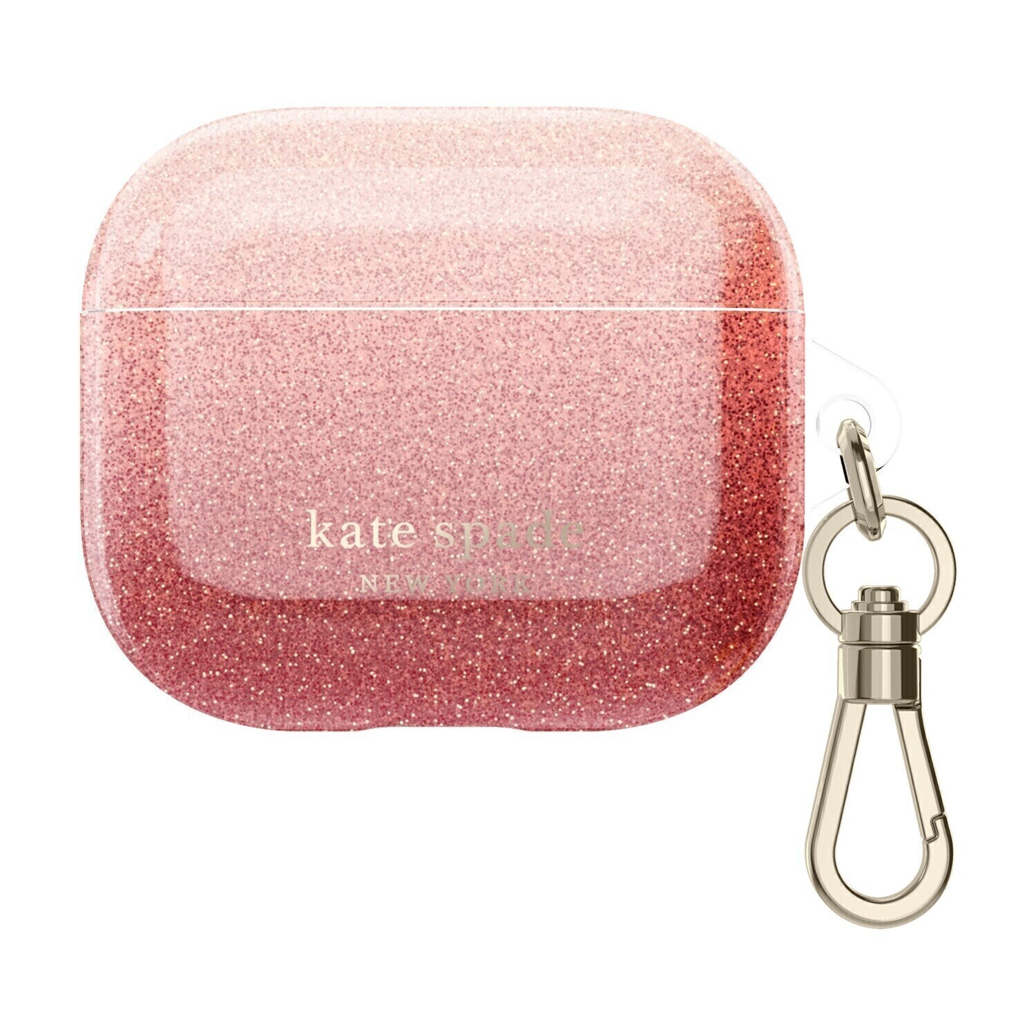 Kate Spade AirPods 3 Protective Case, Ombre Glitter Sunset/Pink Multi/Gold Foil Logo/Premium Gold Ha