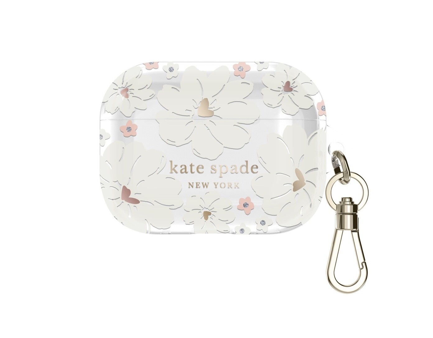 Kate Spade AirPods Pro Protective Case, Classic Peony/Cream/Rose Gold Foil/Gold Foil/Gems