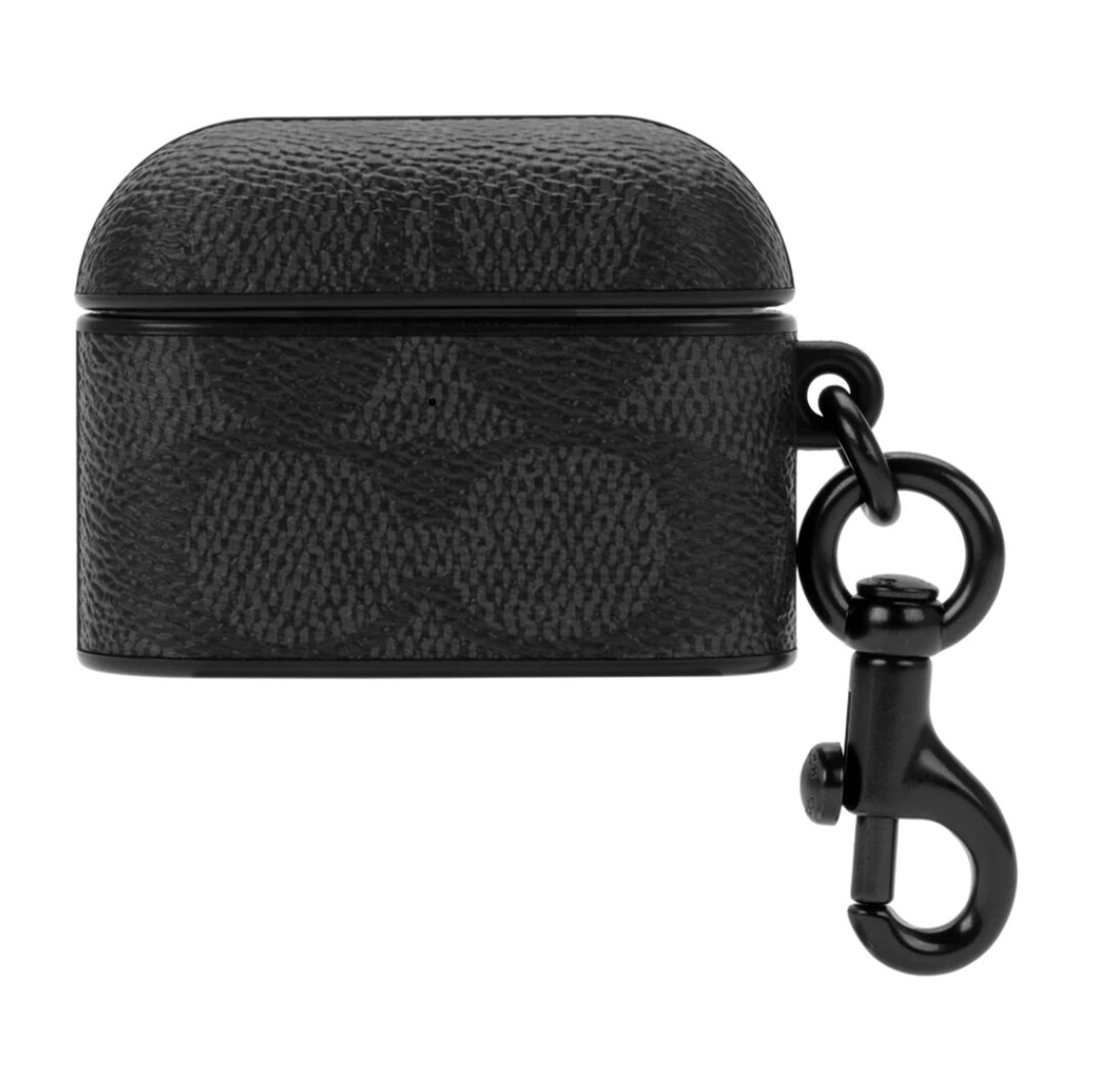 Coach AirPods Pro 2 Leather Case, Signature C Charcoal