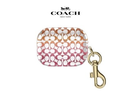 Coach AirPods Pro Protective Case, Signature C Pink Ombre Glitter