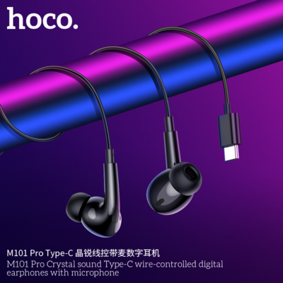 hoco M101 Pro Type-C Wire-Controlled Earphone, Black