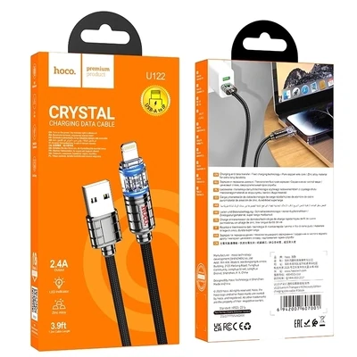 hoco U122 Crystal Type-C to Lightning Cable, 1.2M Black